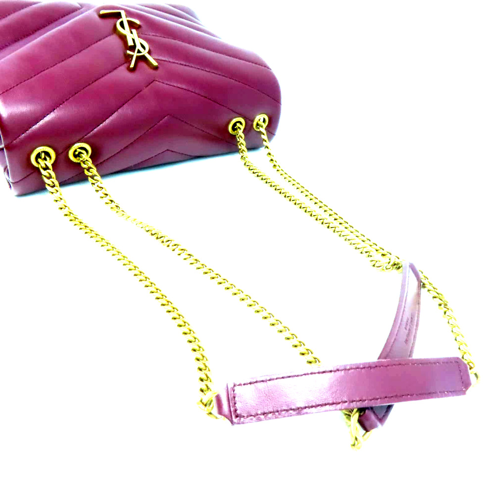 💎✨BEAUTIFUL✨💎 YVES SAINT LAURENT Small Bag Chain Calfskin Rouge Legion Red - Picture 6 of 14